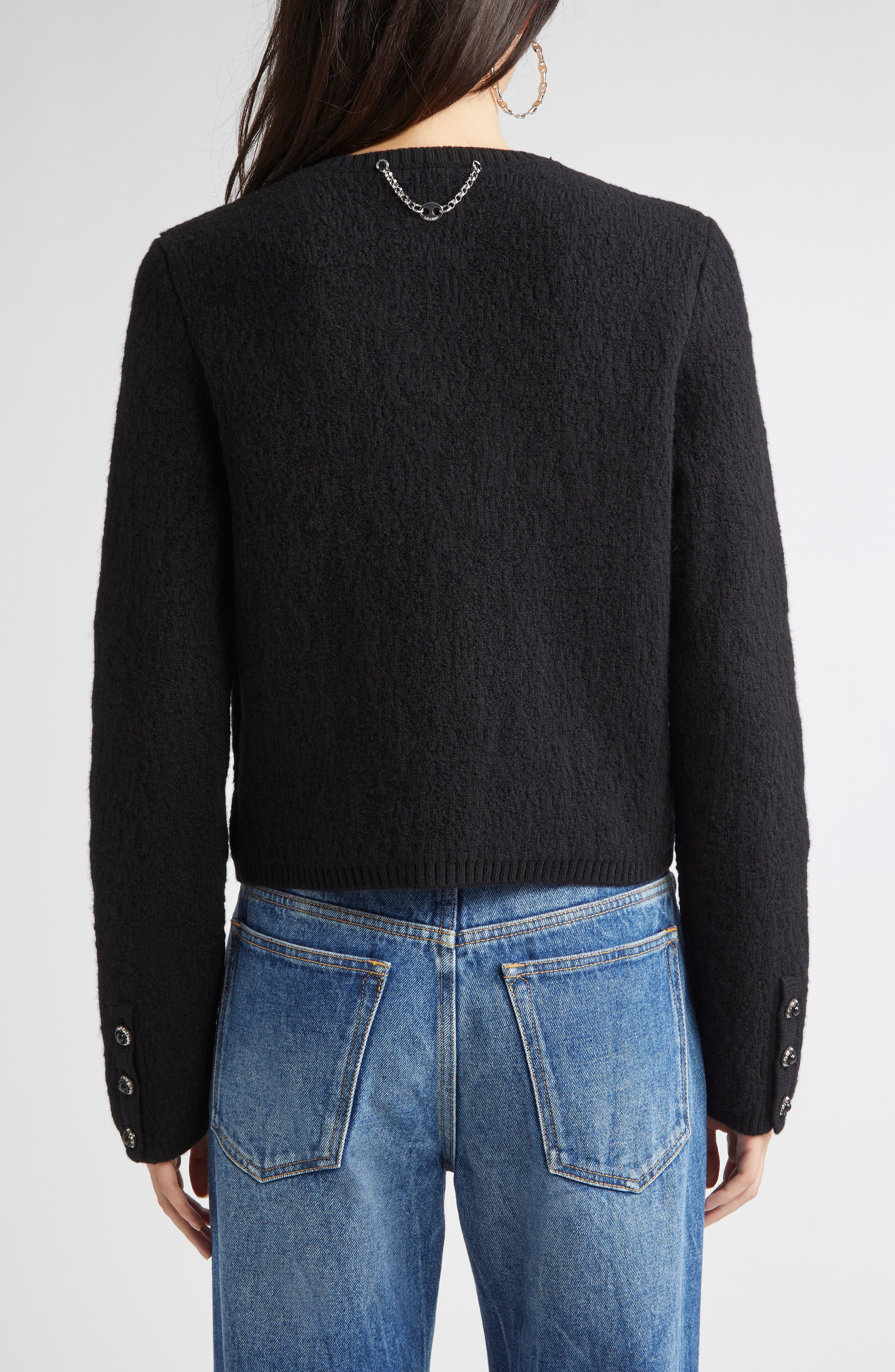 Rabanne Wool Blend Cardigan in Black at Nordstrom - 3