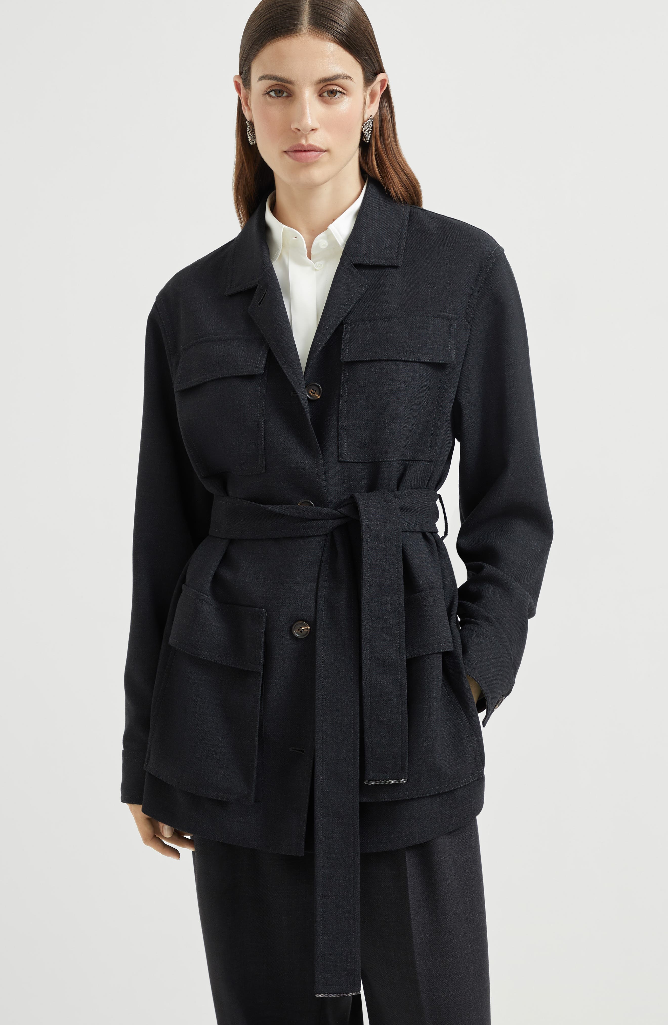 Brunello Cucinelli Fluid twill blazer in Lignite Grey at Nordstrom - 2