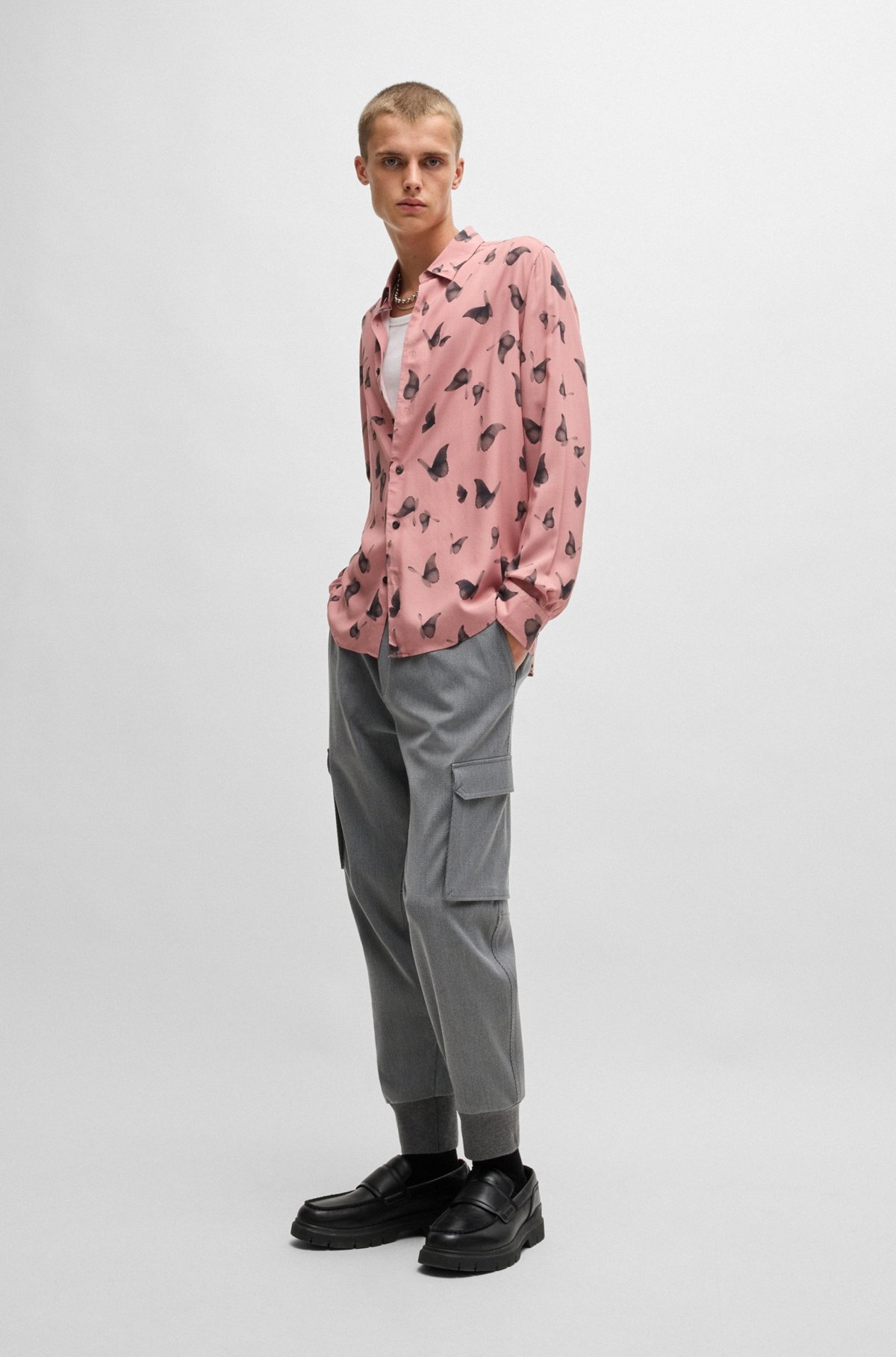 SLIM-FIT TROUSERS IN STRETCH GABARDINE - 3