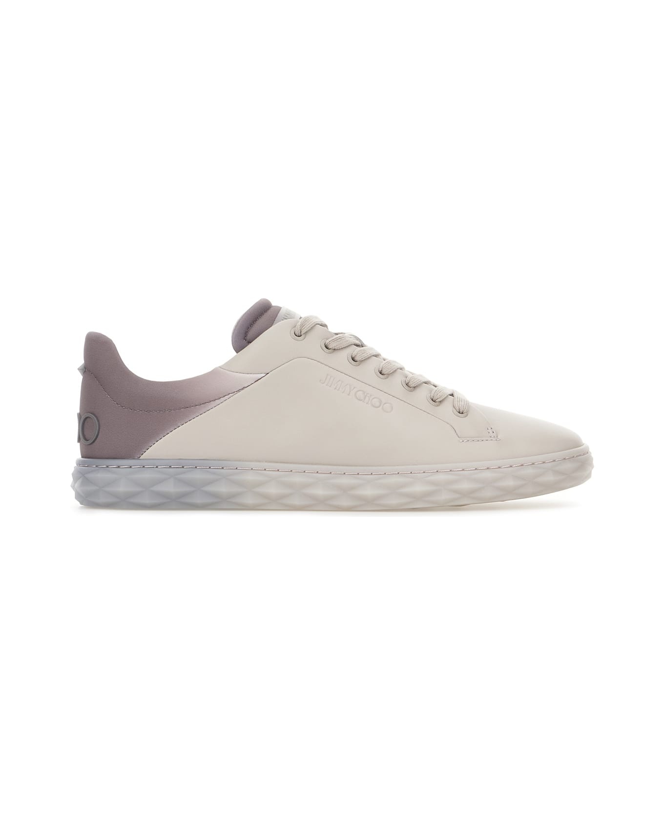 Light Grey Leather Diamond Light Sneakers - 1