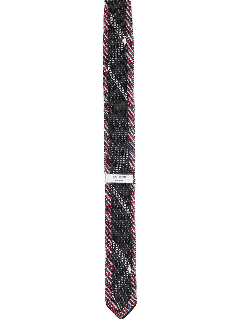 Thom Browne Black Plaid Check Silk Knit RWB Tie outlook