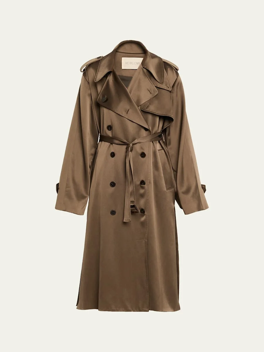 Maggie Belted Silk Trench Coat - 1