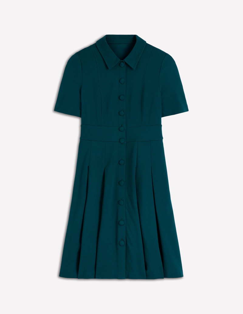 Bridget Ponte Short Dress-Midnight Teal 1