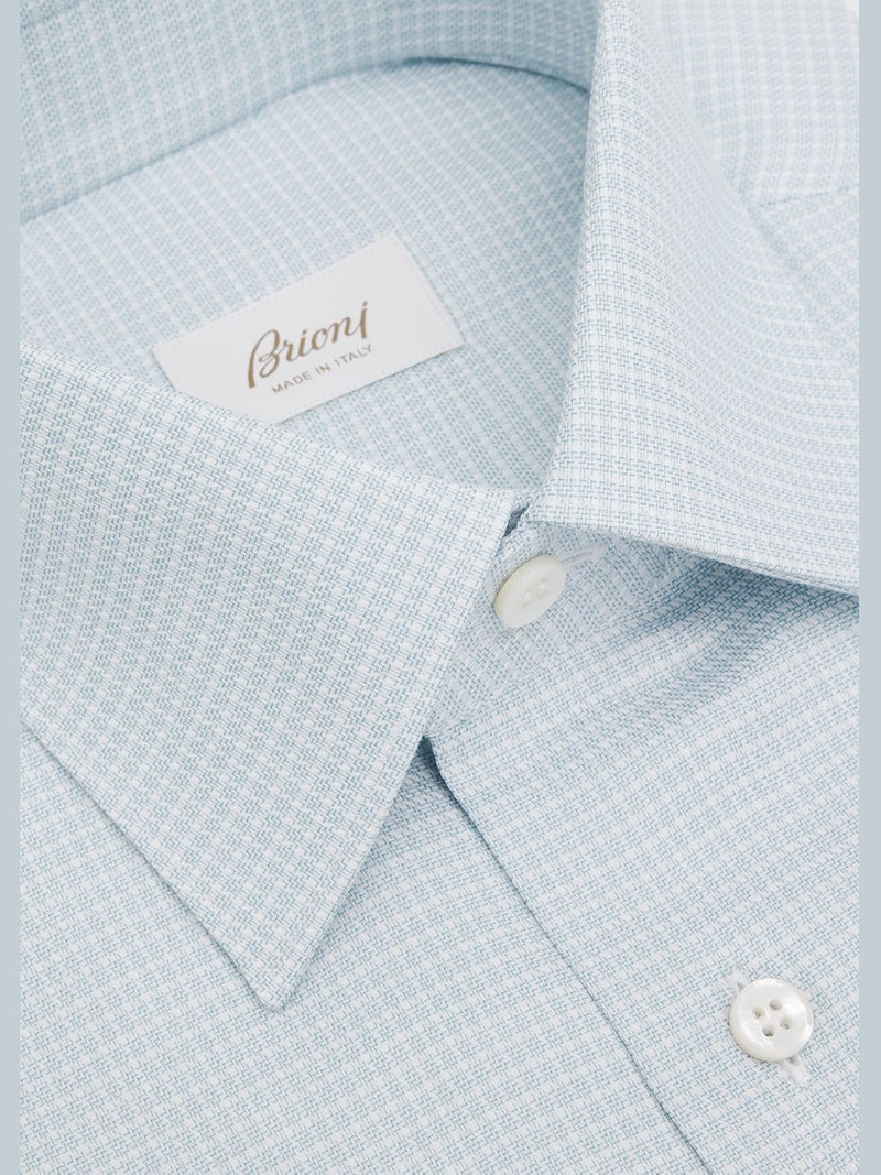 Brioni Men's Cotton Textured-Check Point Collar Dress Shirt outlook