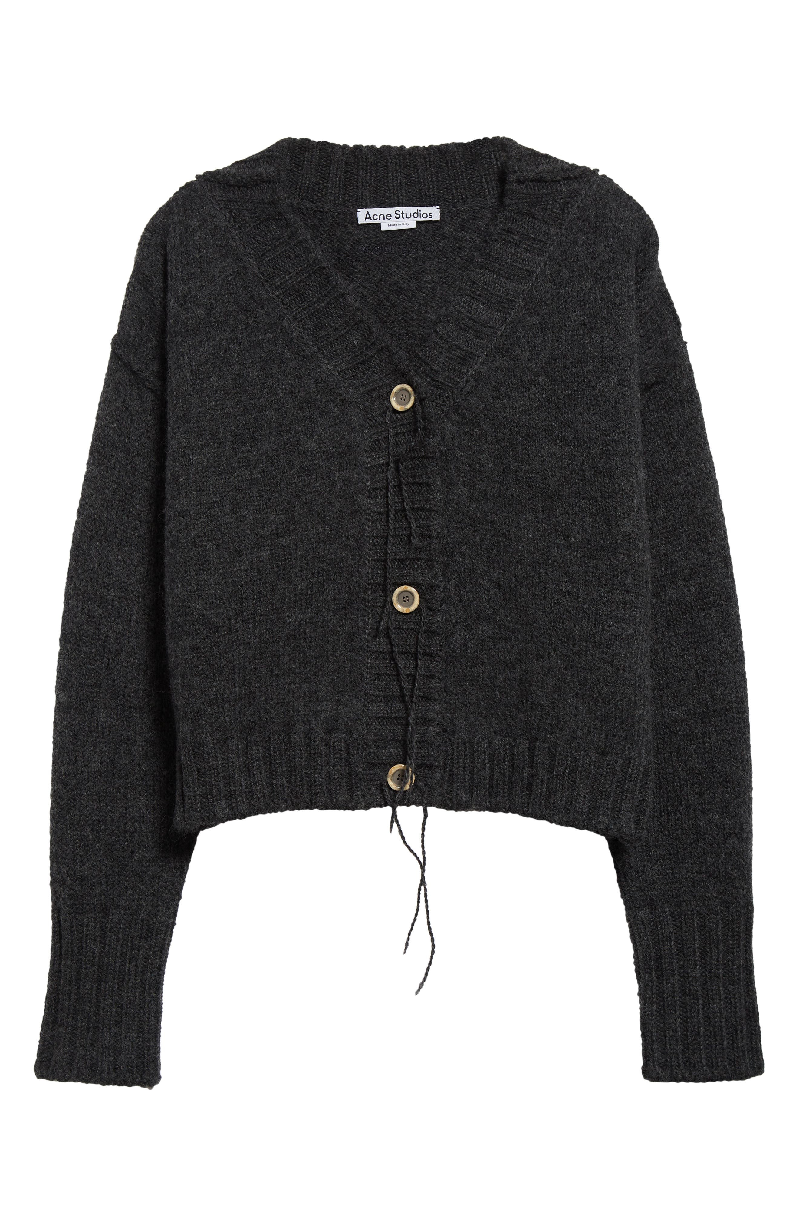 Acne Studios Krypton Wool V-Neck Cardigan in Anthracite Grey at Nordstrom - 5
