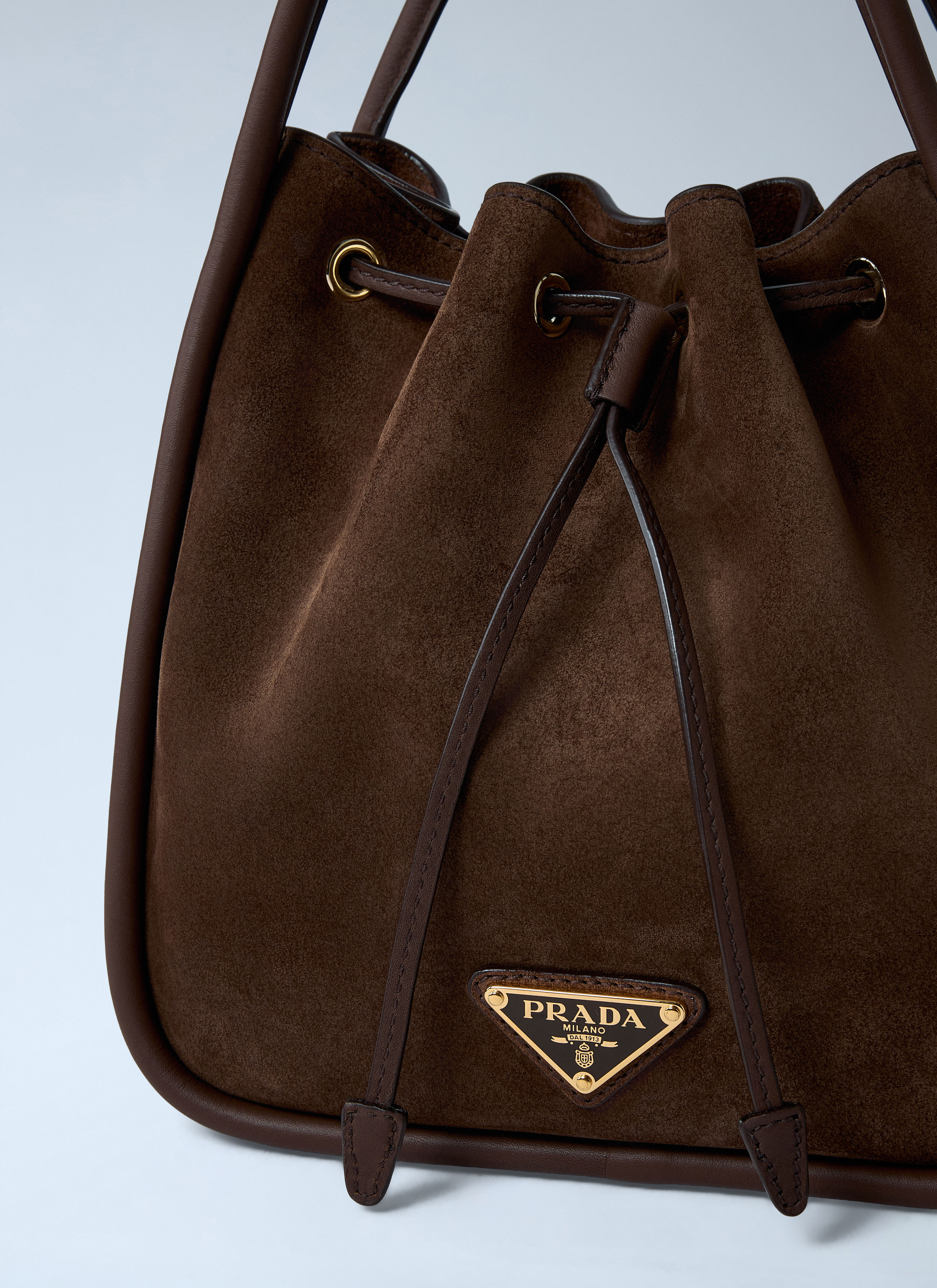 Suede Logo Plaque Handbag - 4