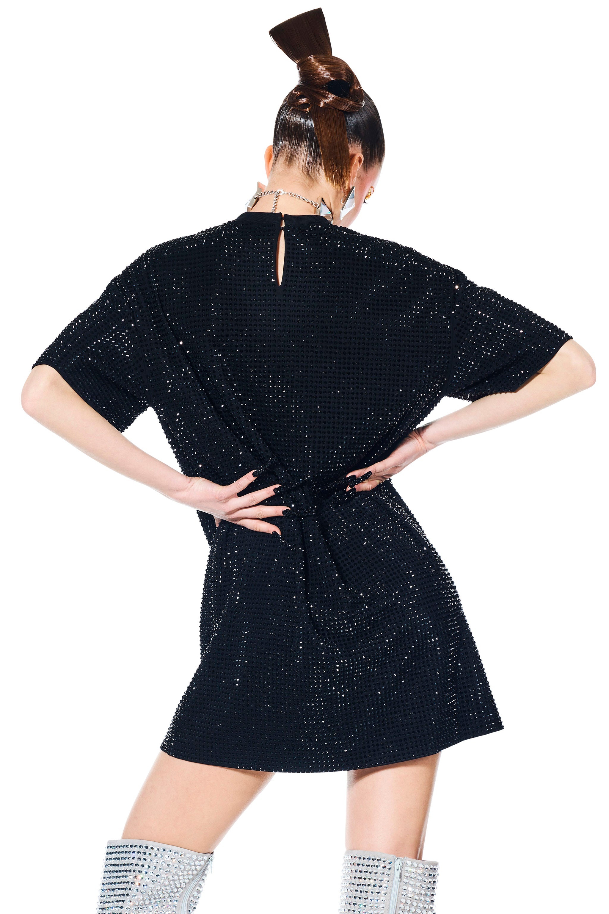 CRYSTAL EMBELLISHED T-SHIRT DRESS - 2