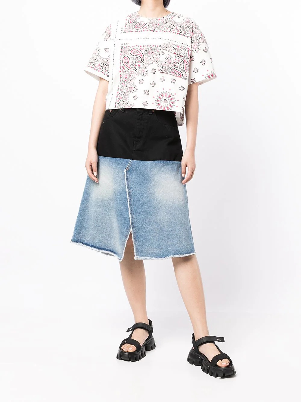 bandana-print cropped cotton T-shirt - 6