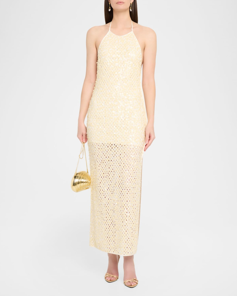 SIGNIFICANT OTHER Elliot Sequined Halter Maxi Dress outlook