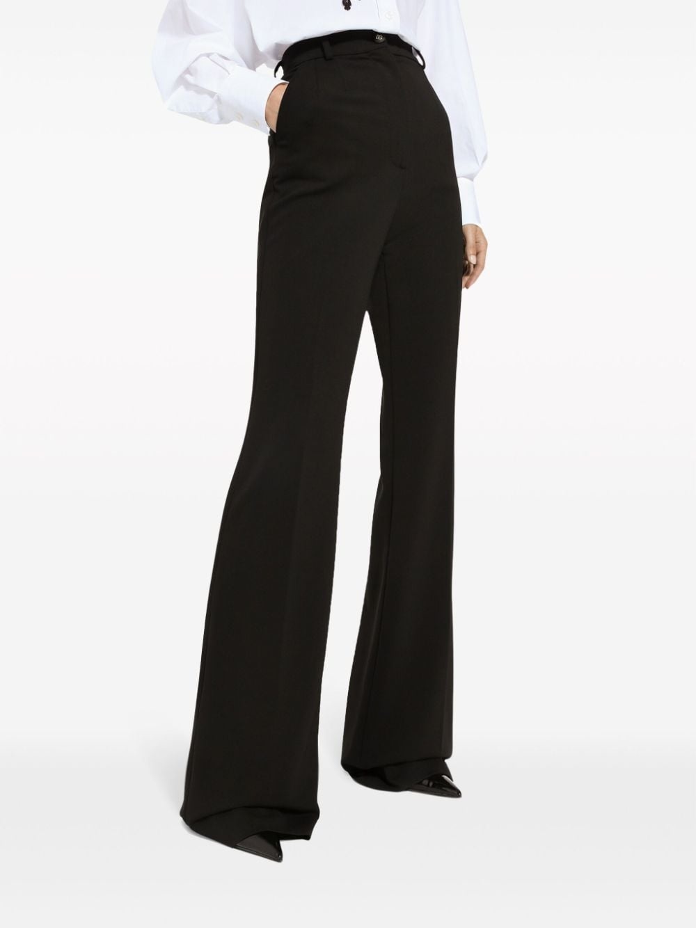 high-waisted pressed-crease flared trousers - 5