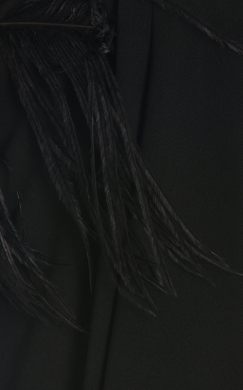 Mirai Feather-Trimmed Crepe Gown black 5