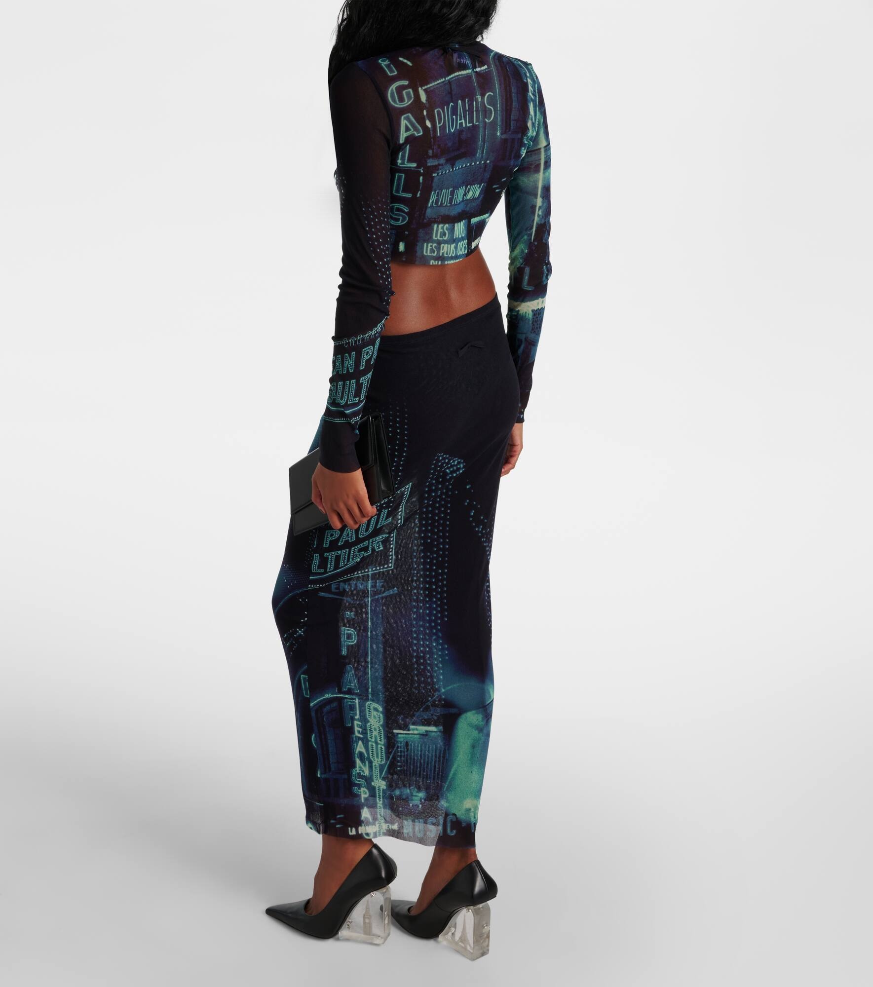 Printed mesh midi skirt - 3