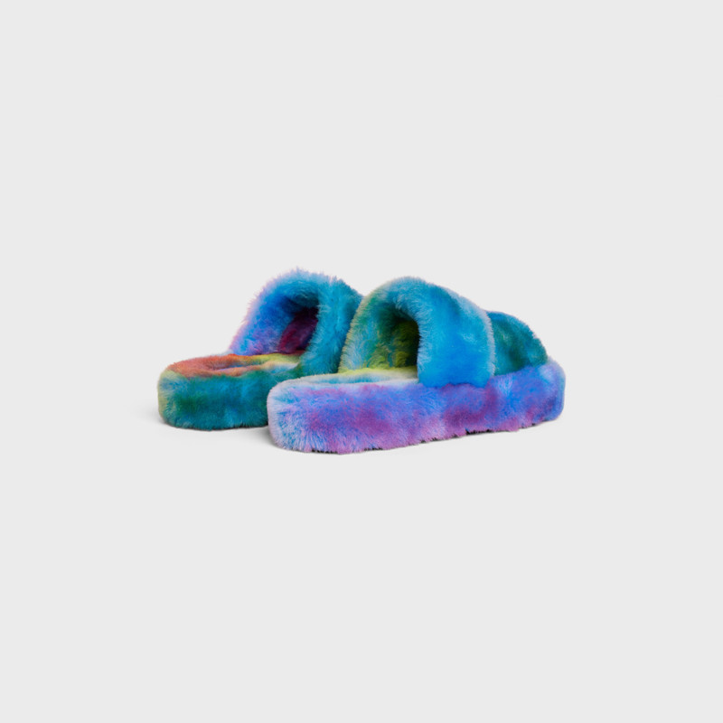CELINE Celine Fur Slides Triomphe Open Slide  in SHEARLING outlook