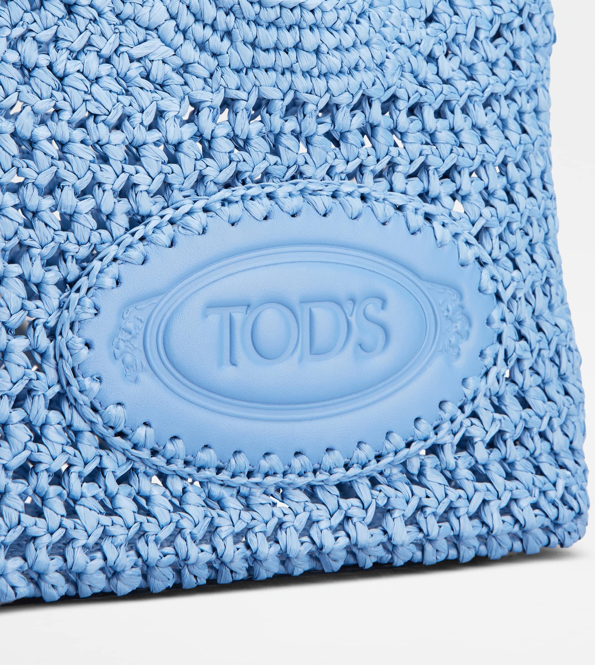 SHOPPING BAG IN RAFFIA AND LEATHER MINI - LIGHT BLUE - 5