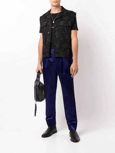 SAINT LAURENT abstract tonal-print denim waistcoat outlook