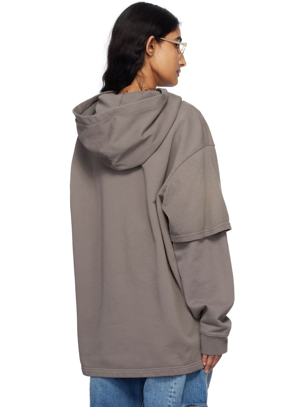 Gray Double-Layered Hoodie - 3