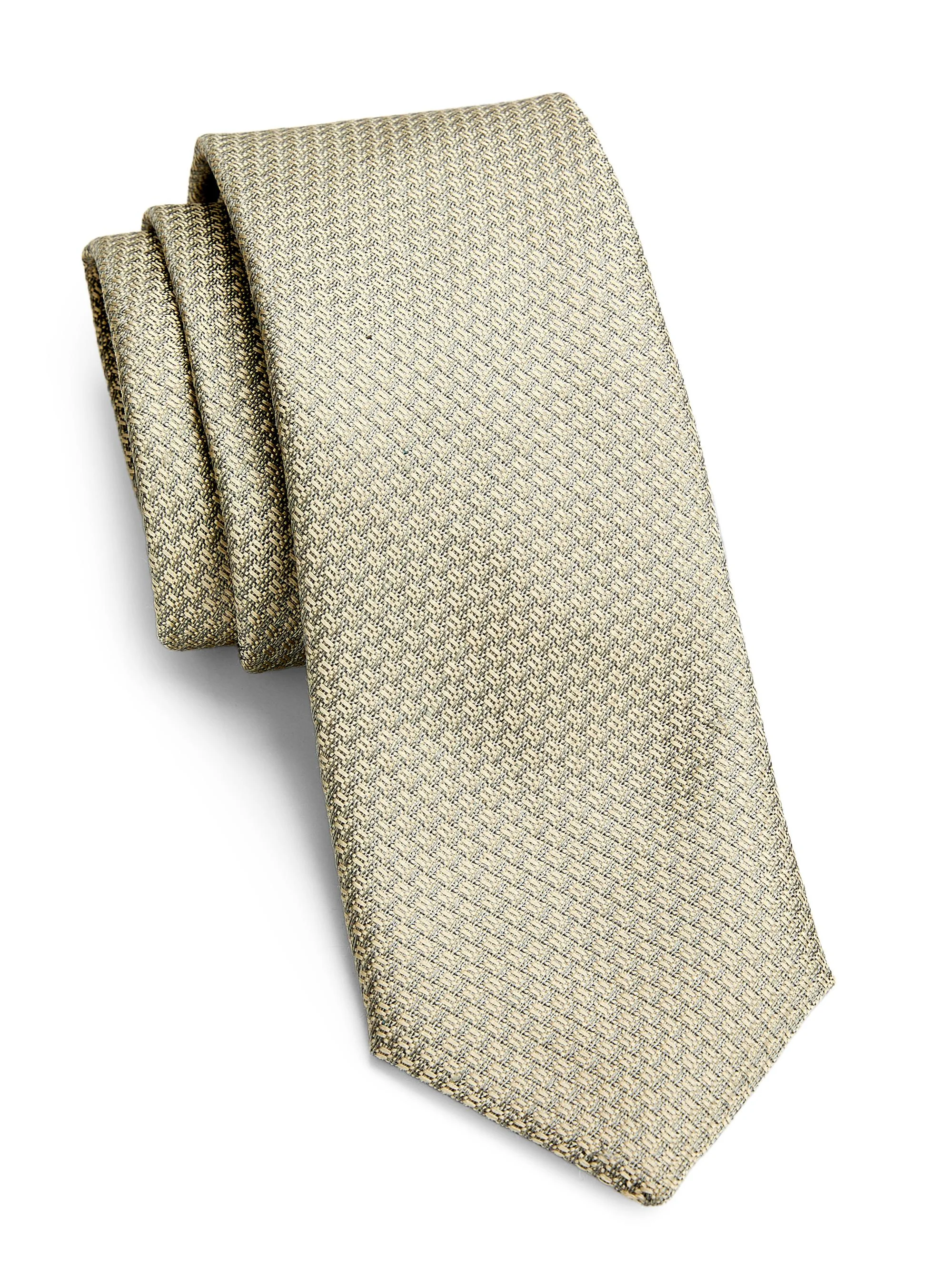 Men's Geometric Silk Tie - White - 1