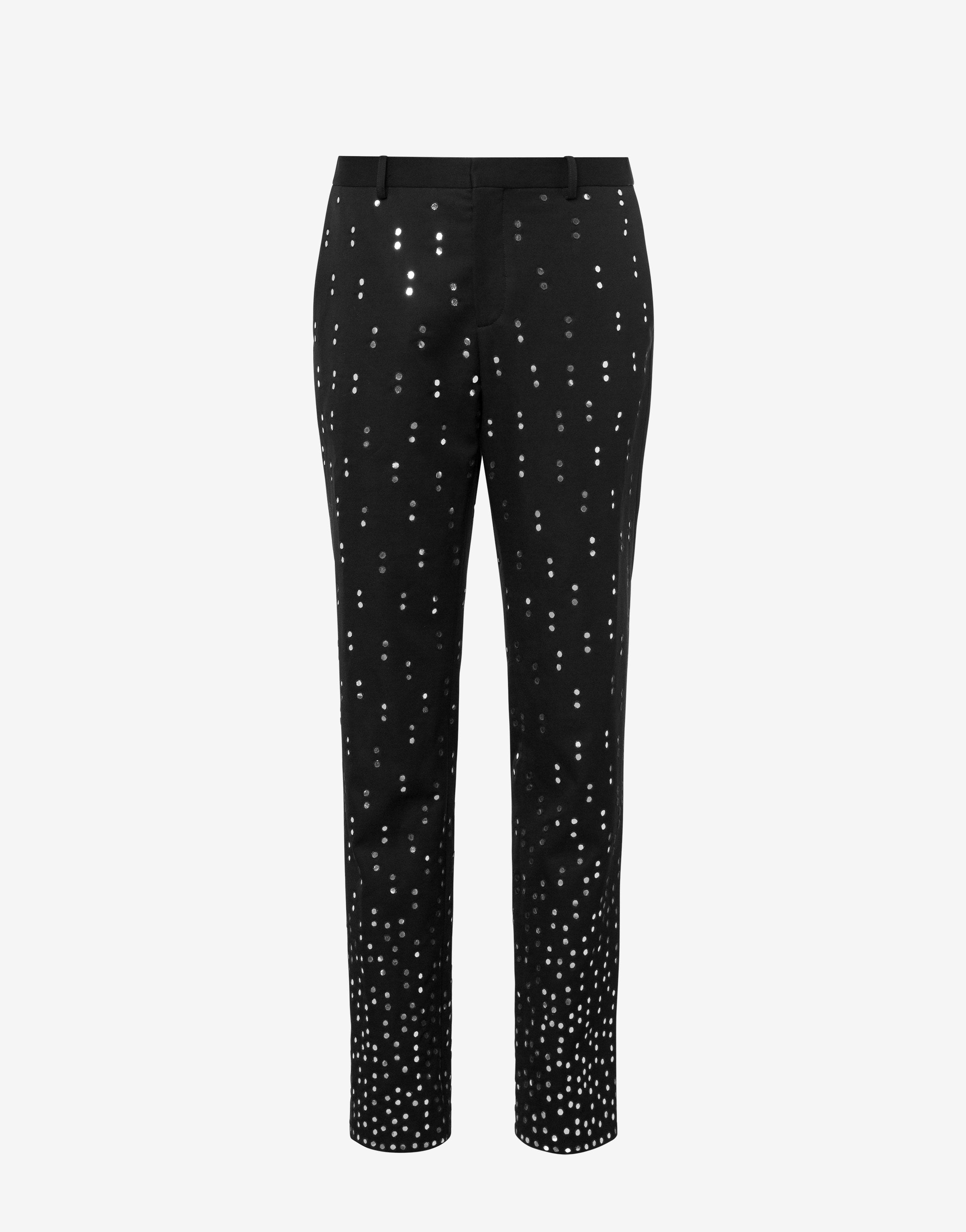 EMBROIDERED MIRRORS GABARDINE TROUSERS - 1