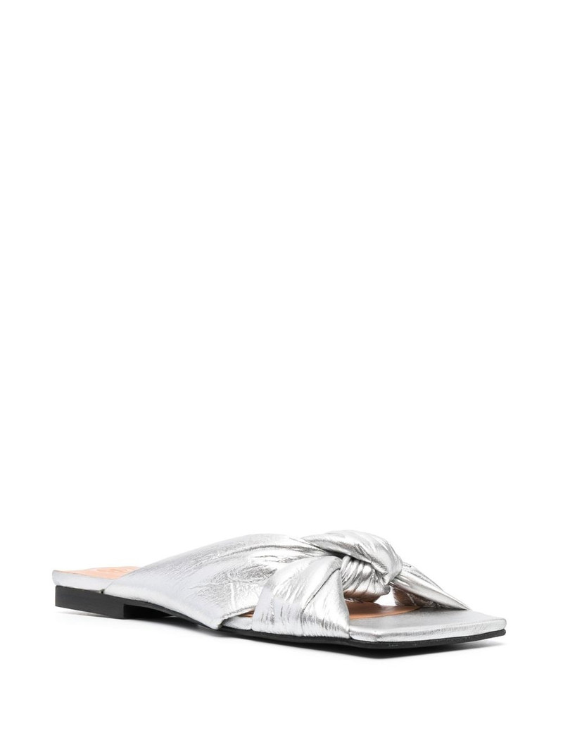 GANNI metallic-finish knot-detail flats outlook