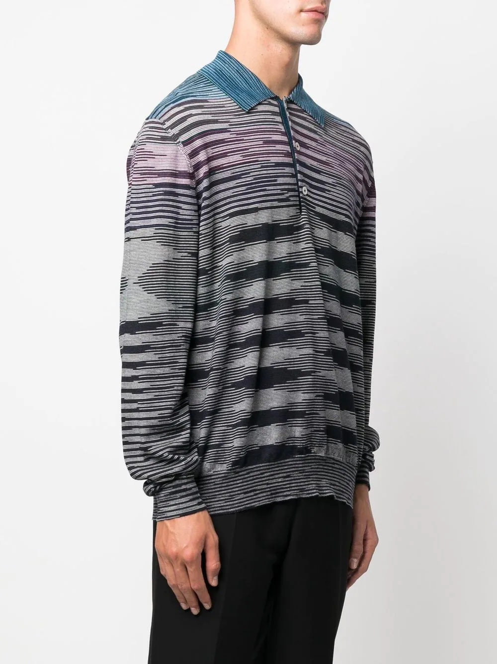 striped long-sleeve polo shirt - 3