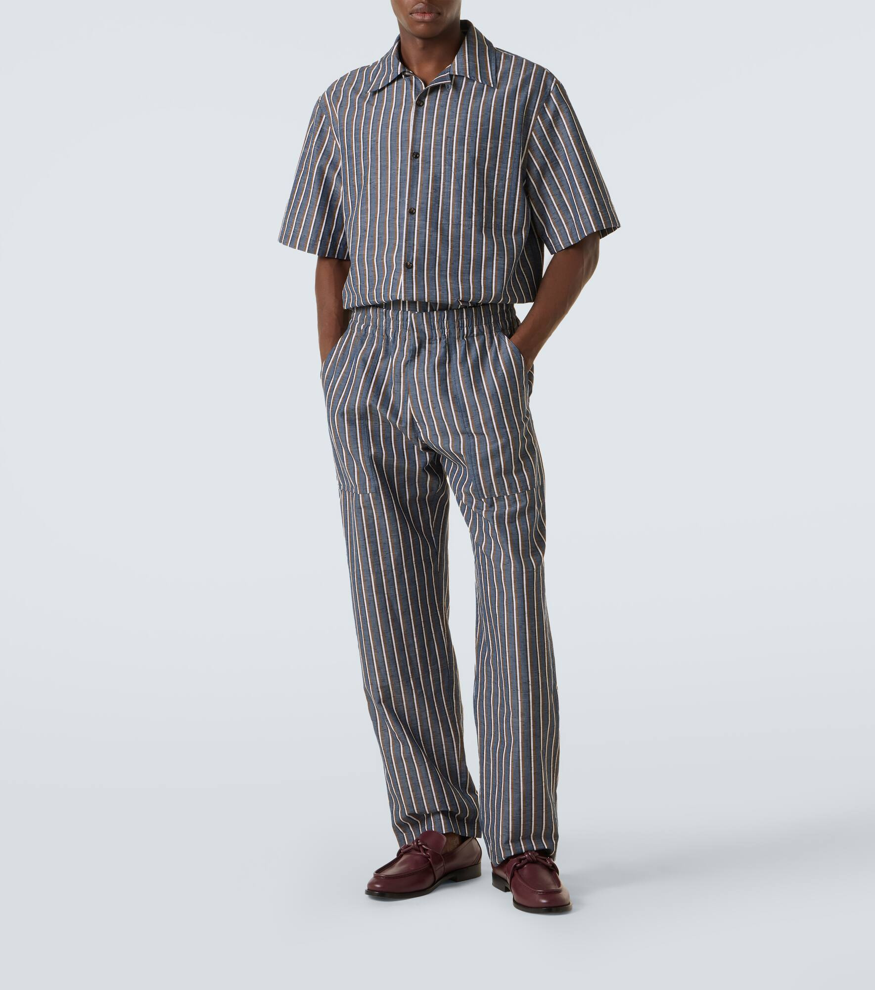 Striped cotton-blend wide-leg pants - 2