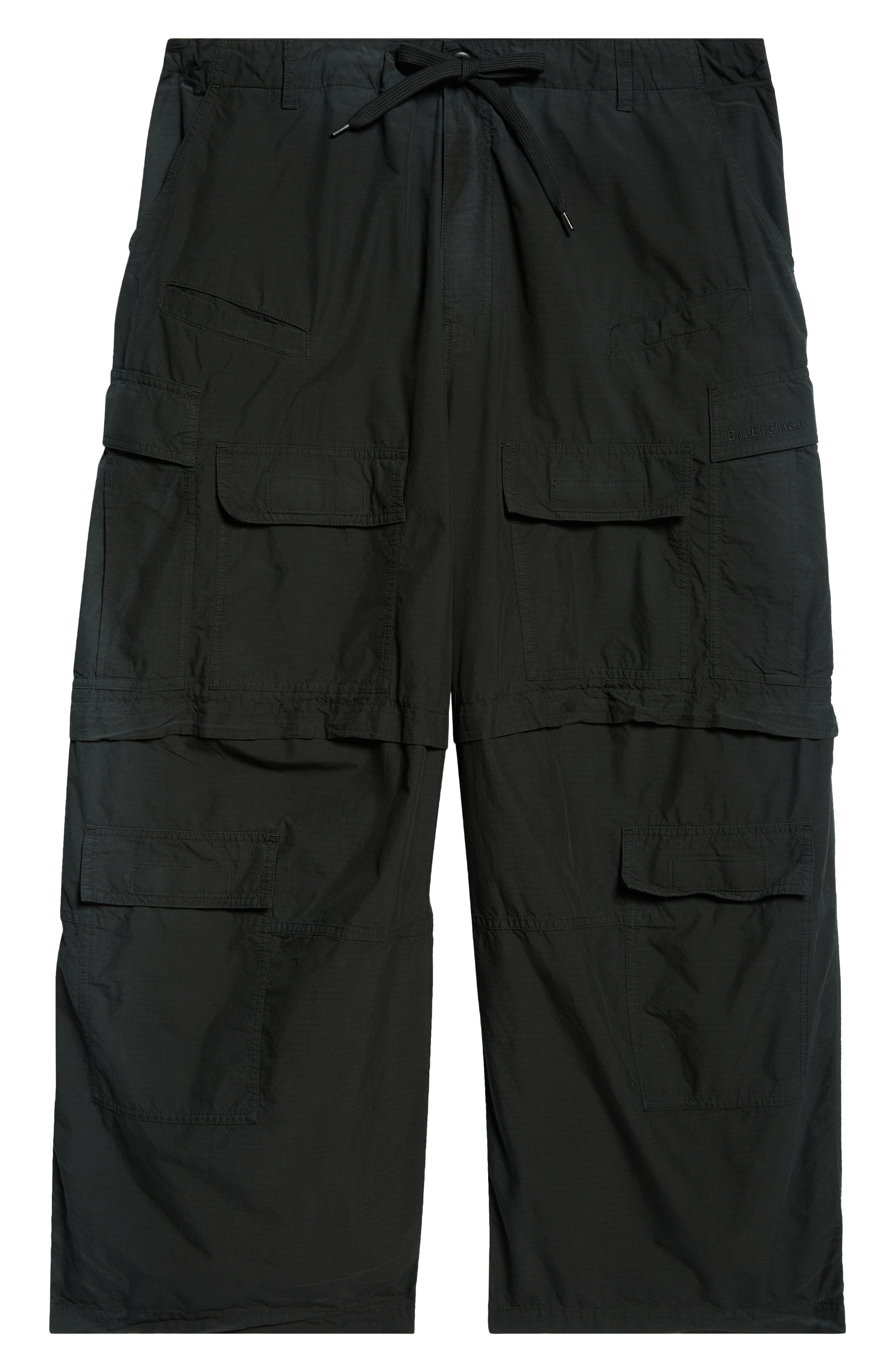 Balenciaga Oversize Cotton Ripstop Convertible Cargo Pants in 1000 Black at Nordstrom - 6