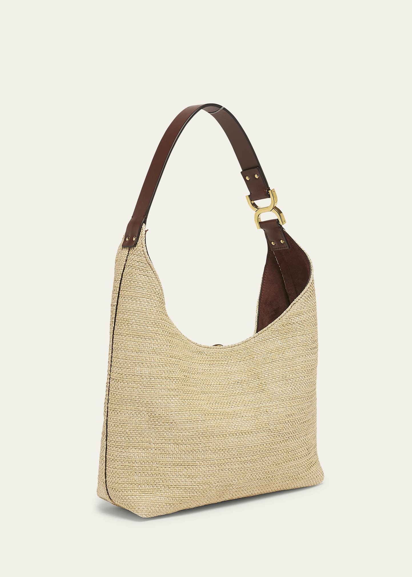 Marcie Shoulder Bag in Raffia Fabric and Leather - 3
