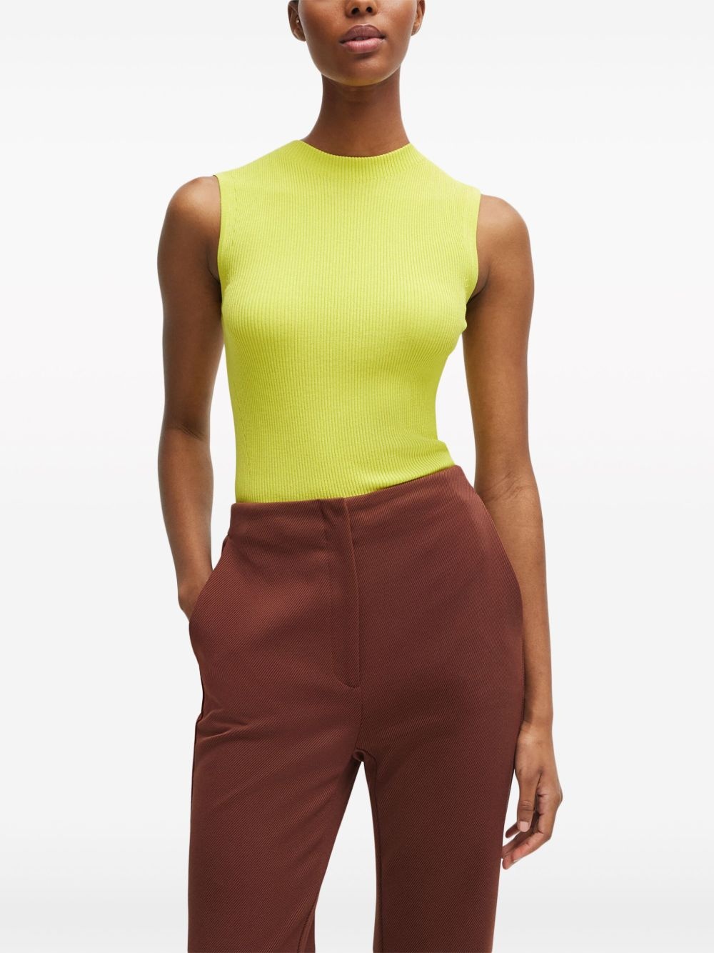 sleeveless fine-ribbed top - 3