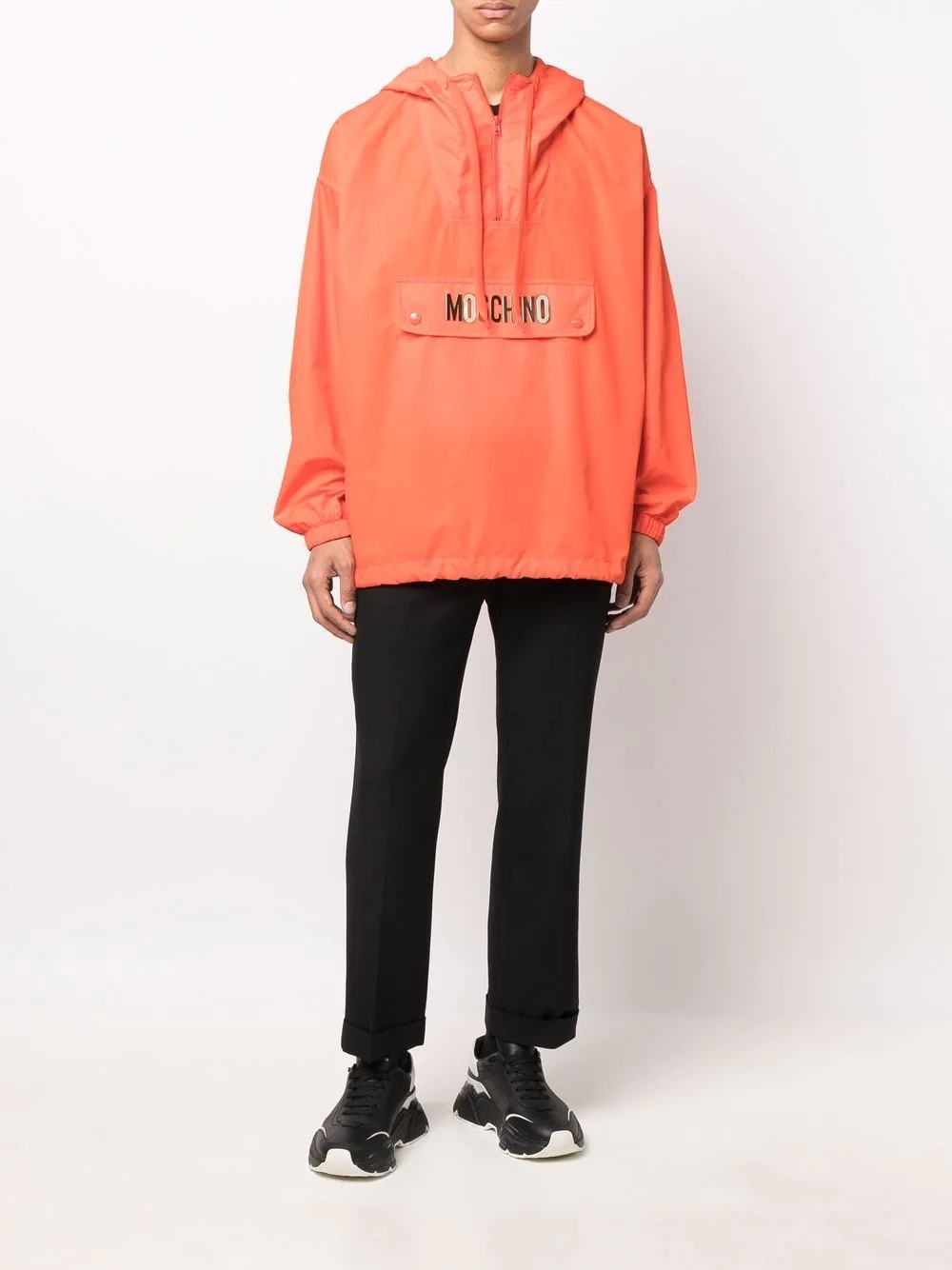 metallic-logo hooded anorak - 2