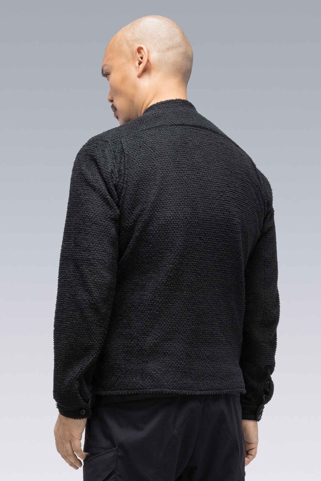 LA6B-AD Lofted Knit Fiber Long Sleeve Shirt Black - 5