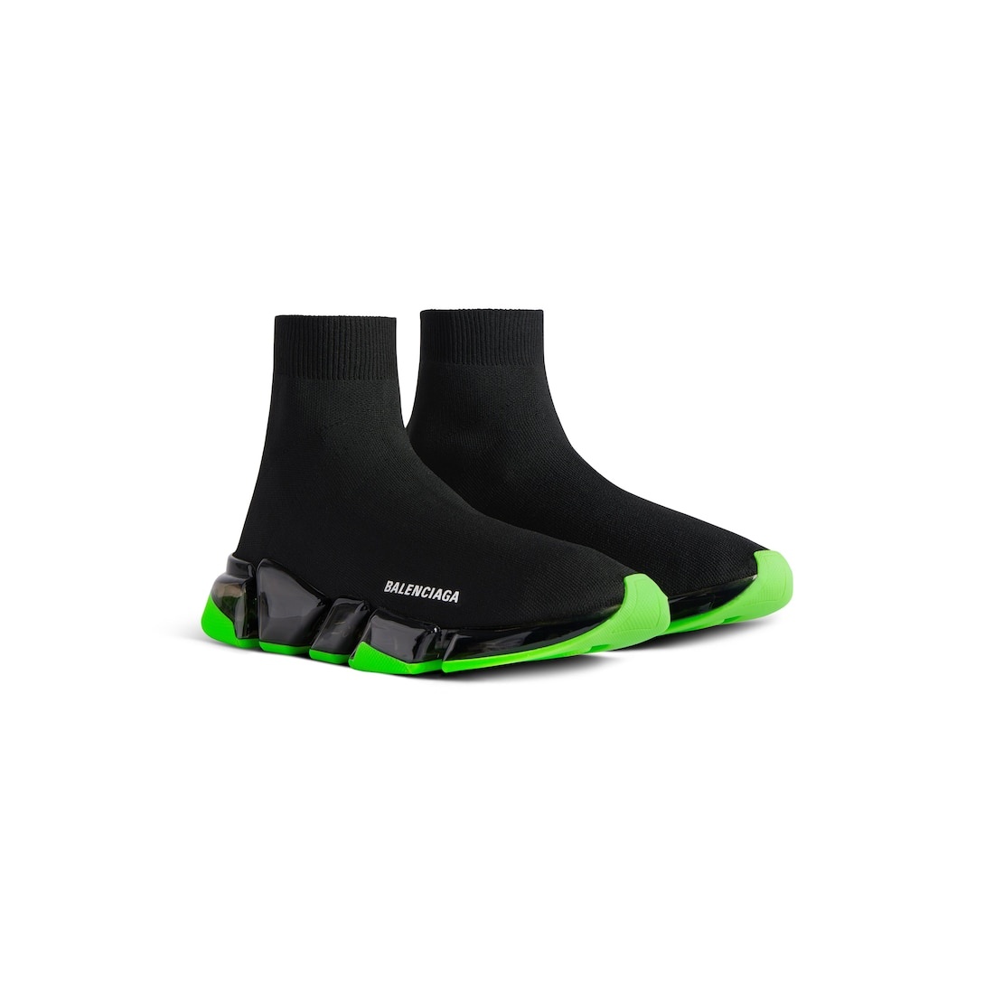 Men's Speed 2.0 Full Clear Sole Recycled Knit Sneaker in Black/neon Green - 2