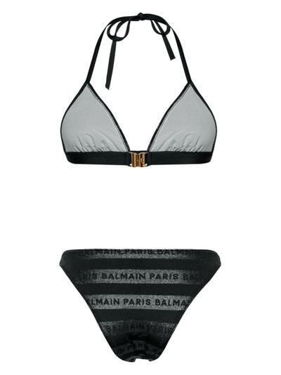 Balmain logo-print triangle bikini set outlook