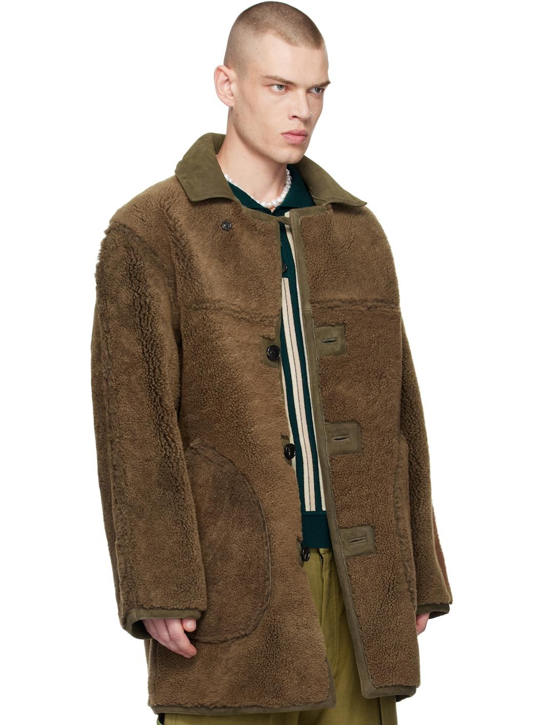 Brown Ranch Reversible Shearling Coat - 2