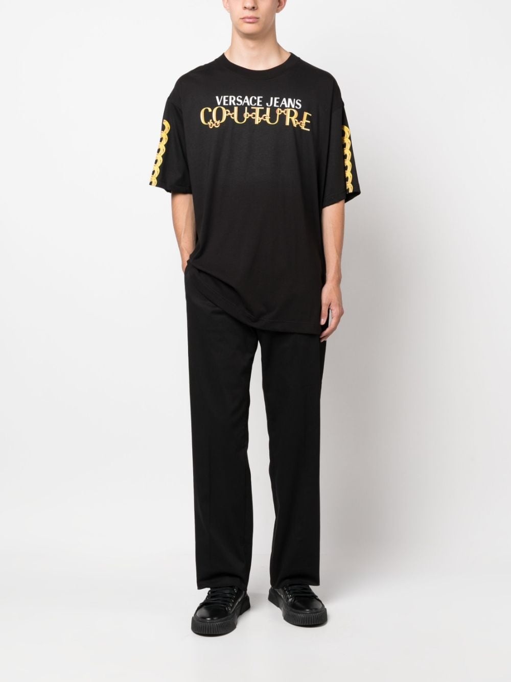 chain-link cotton T-shirt - 2