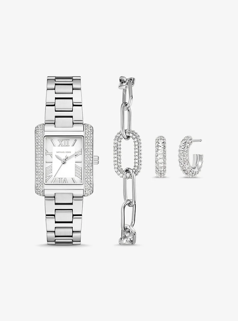Petite Emery Silver-Tone Watch and Jewelry Gift Set - 1