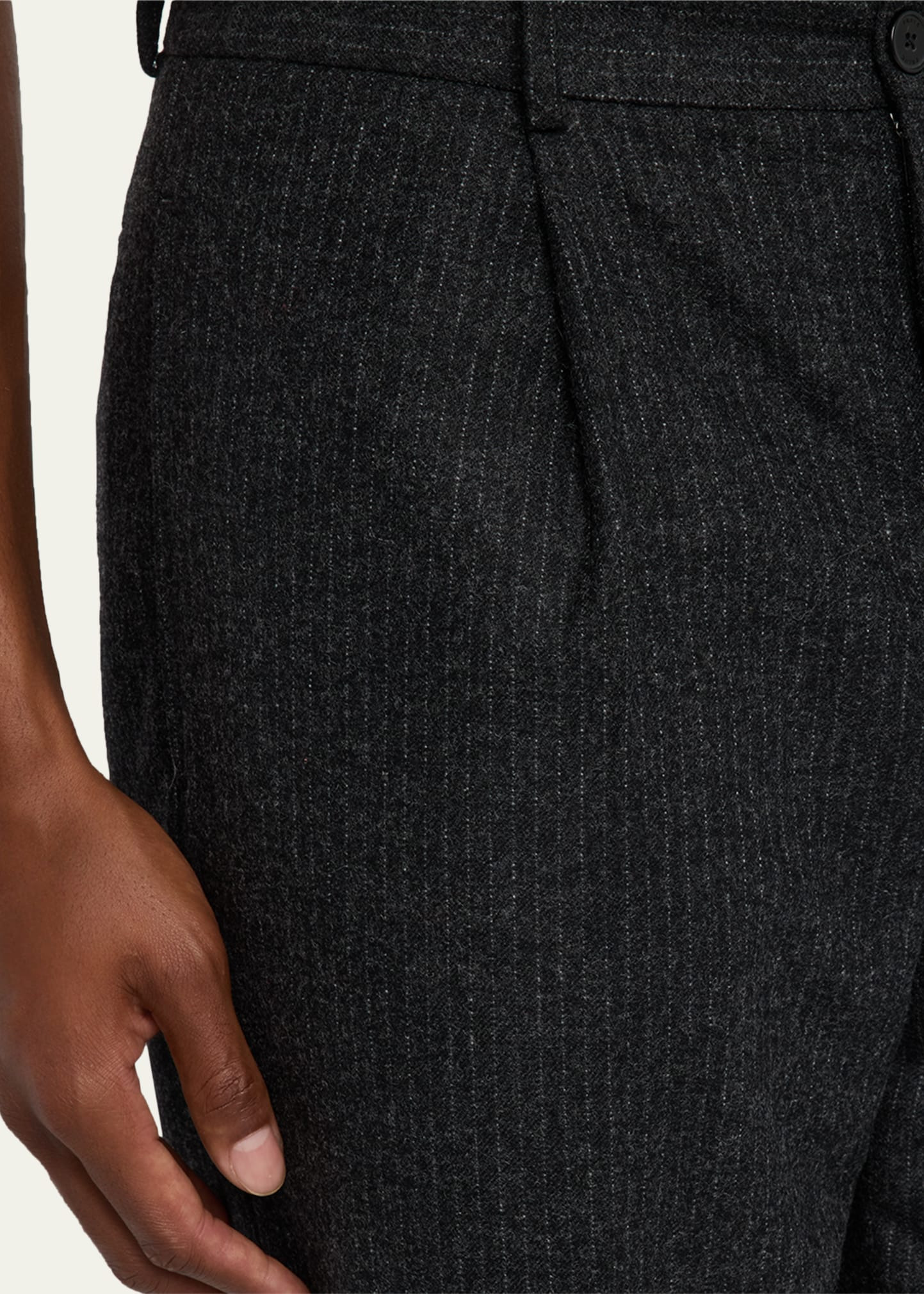 Men's Pinstripe Wide Leg Trousers - 5
