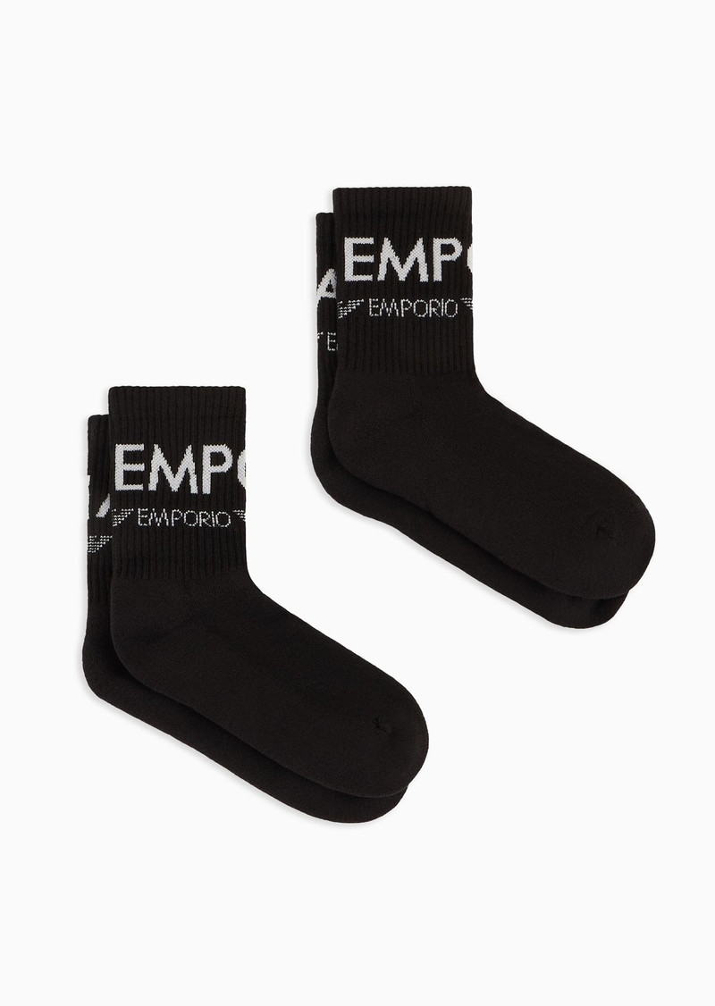 Two-pack of terry socks with athletic jacquard logo 1