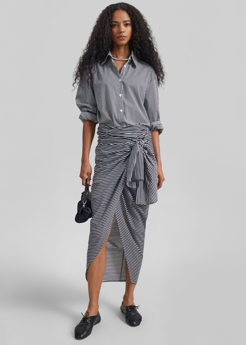 Thira Wrap Skirt - Black/White Stripe 6