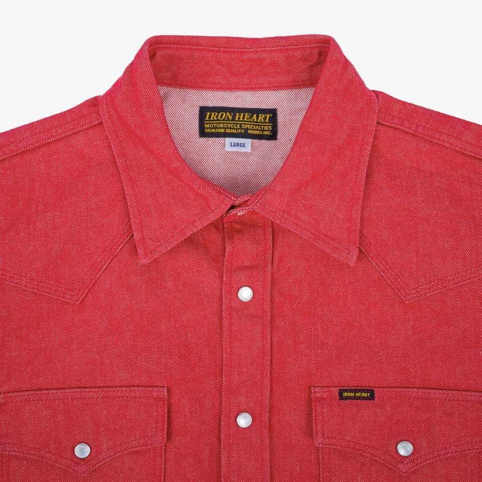 IHSH-396-RED 13.5oz Denim Western Shirt - Red - 6