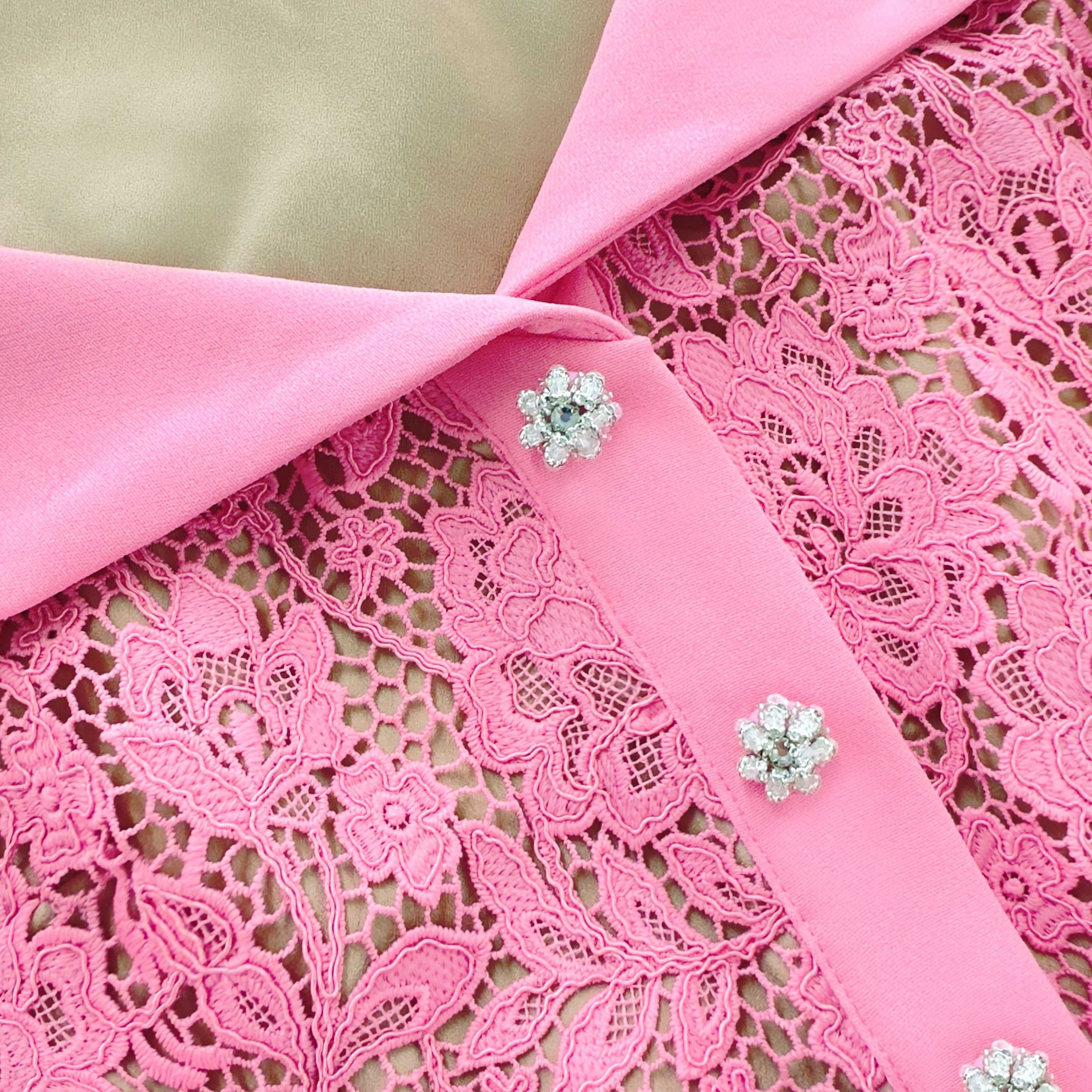 Pink Lace Open Neck Top - 5