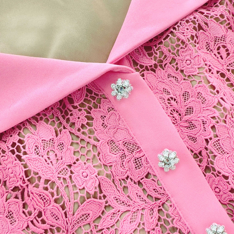 Pink Lace Open Neck Top 5