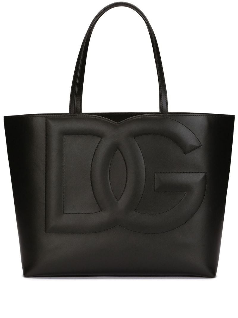 embossed-logo leather tote bag - 1