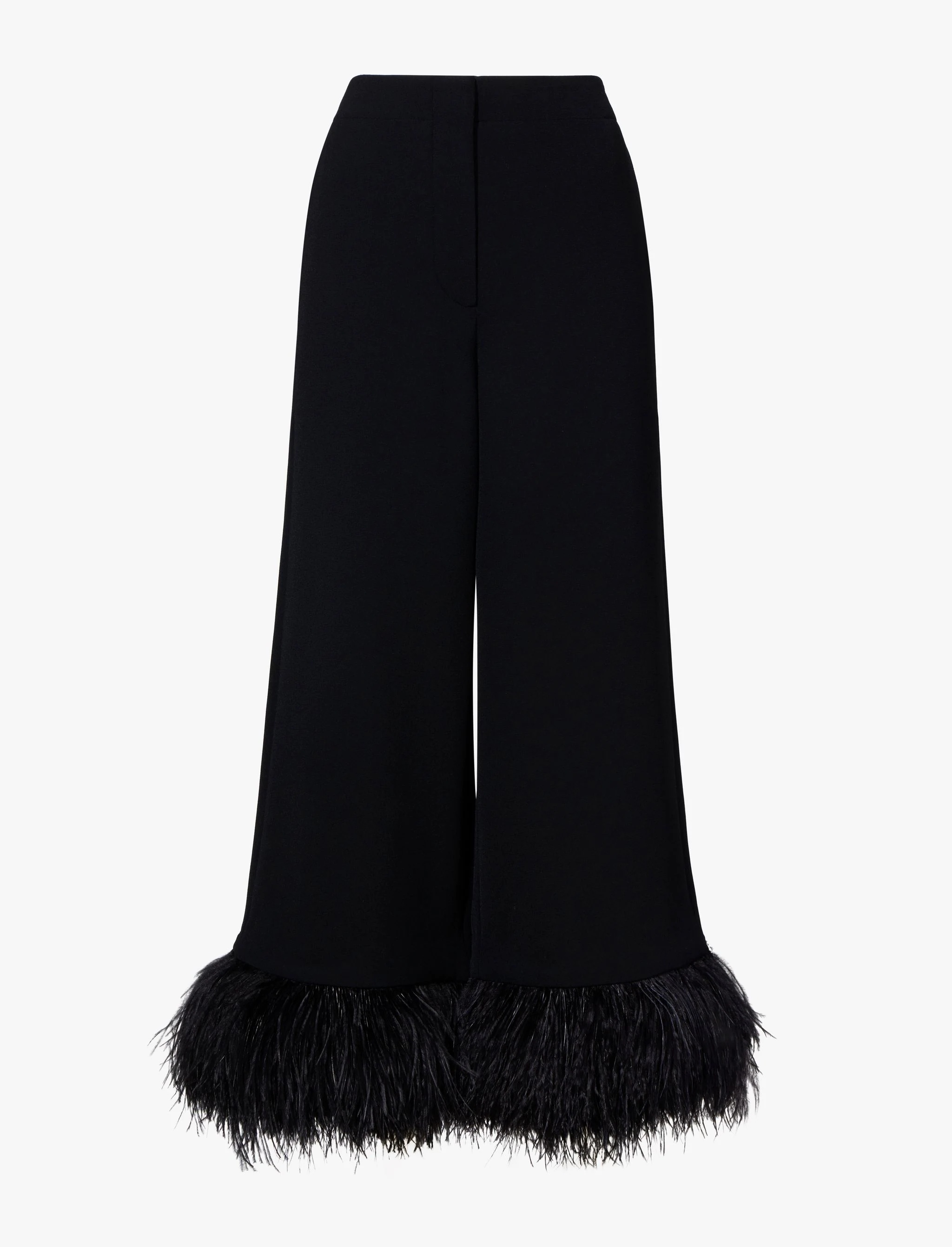 Bi-Stretch Crepe Feather Trim Pants - 1