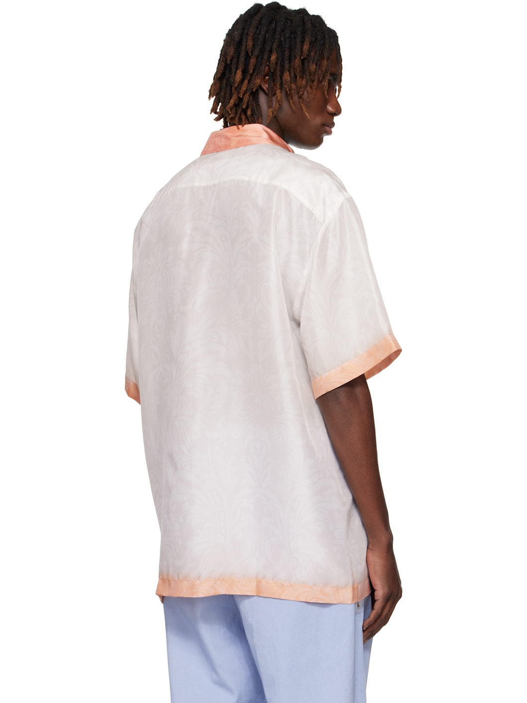 Off-White & Pink Silk Shirt - 3