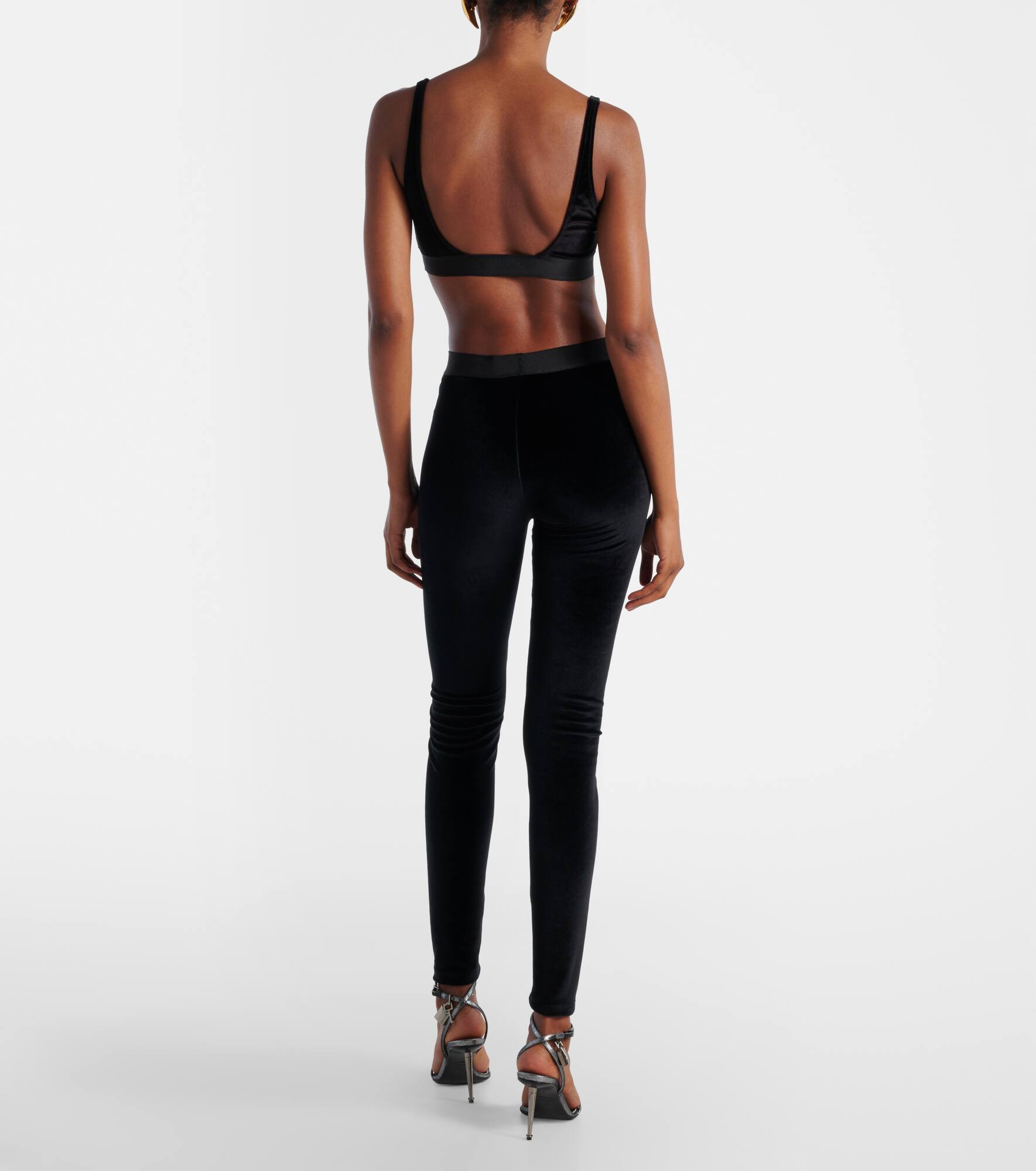 Logo velour leggings - 3
