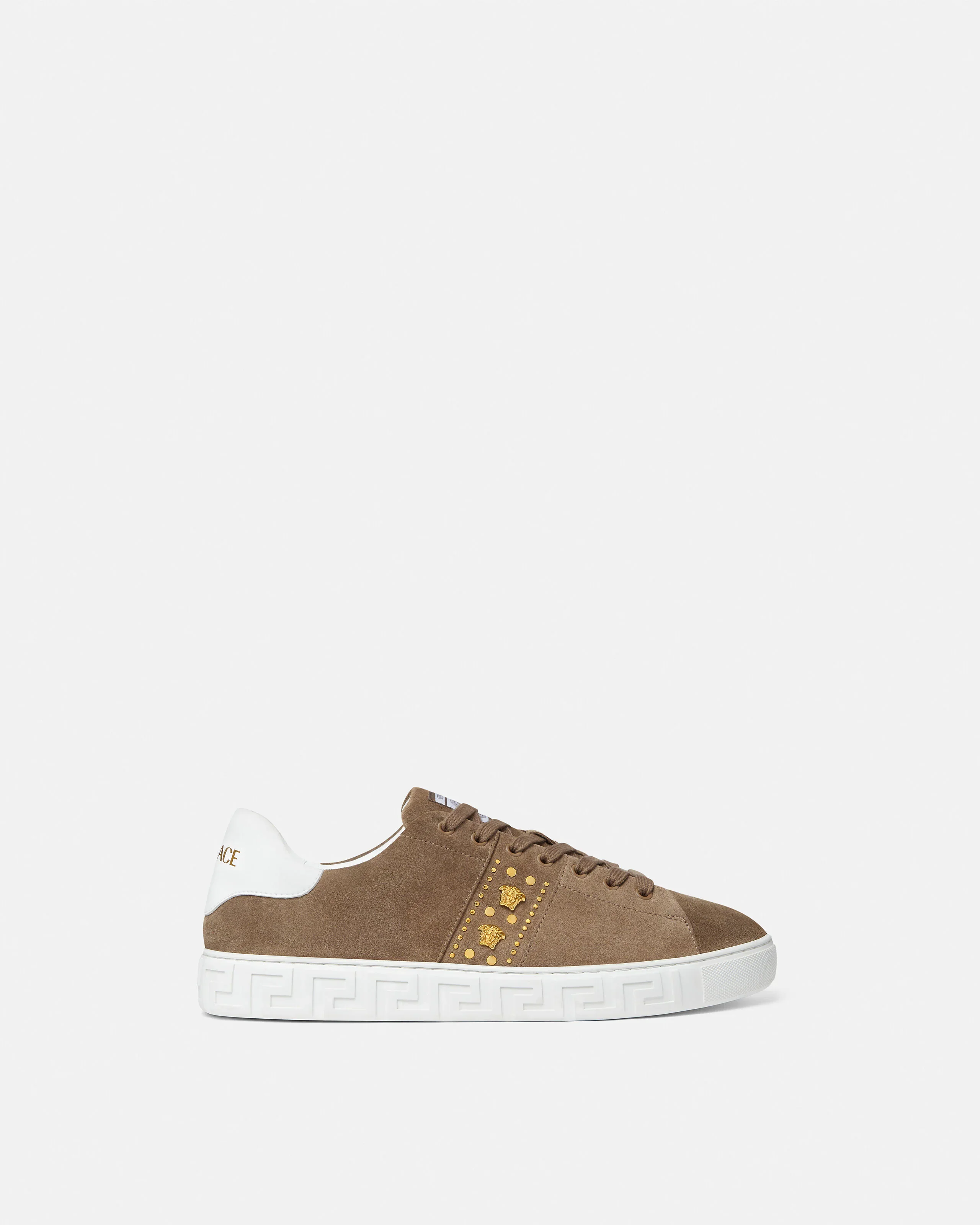 Greca Embellished Suede Sneakers - 1