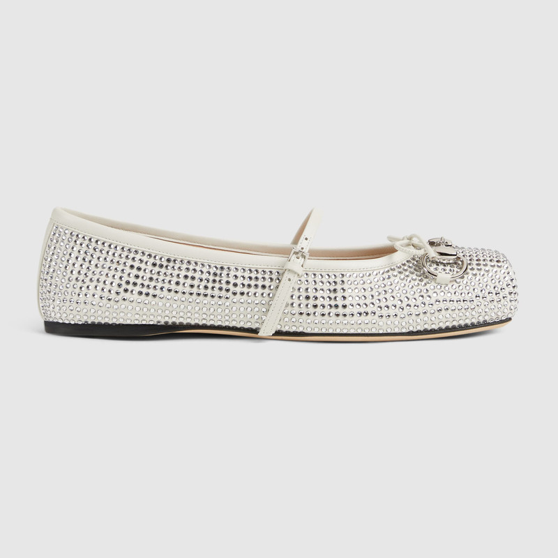 Women's crystal Gucci Horsebit ballet flat 1