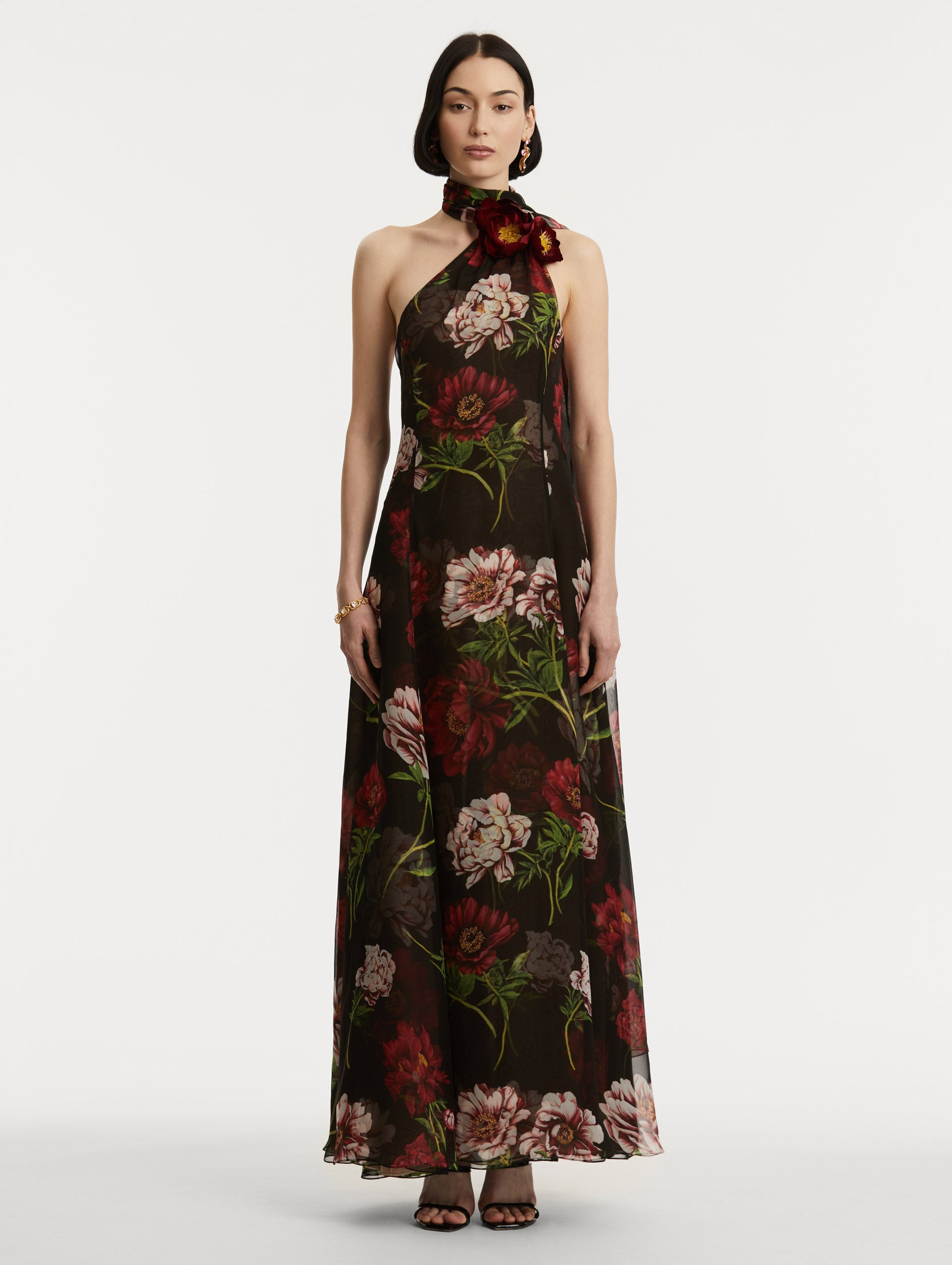 PEONY SILK CHIFFON GOWN - 2