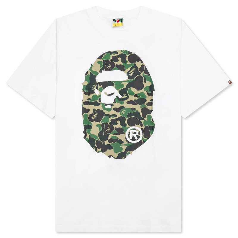 ABC CAMO BIG APE HEAD TEE - WHITE/GREEN - 1