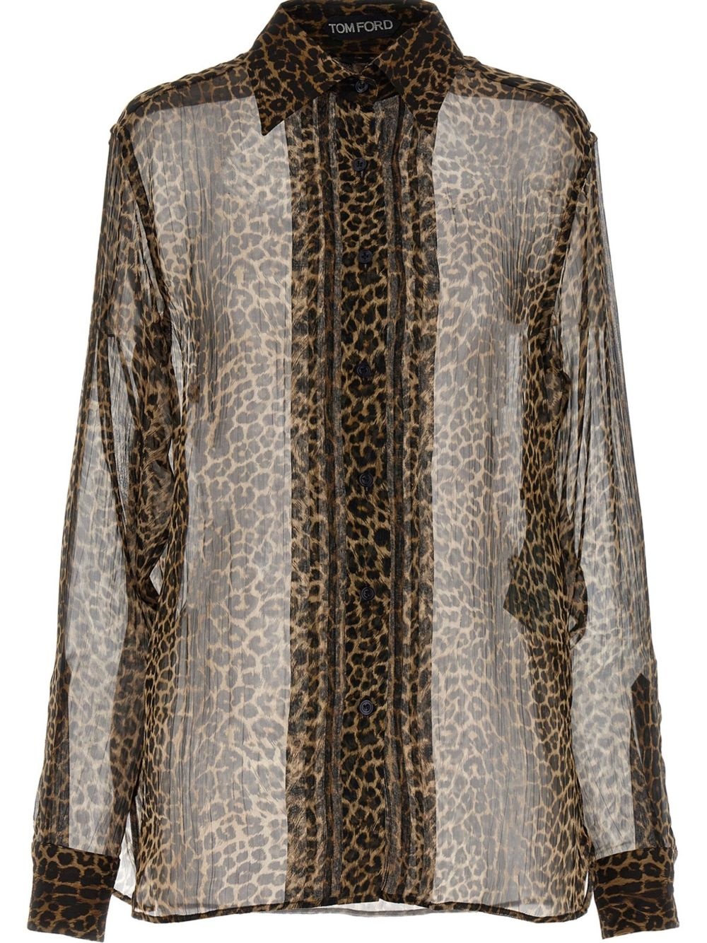 sheer leopard-print shirt - 1